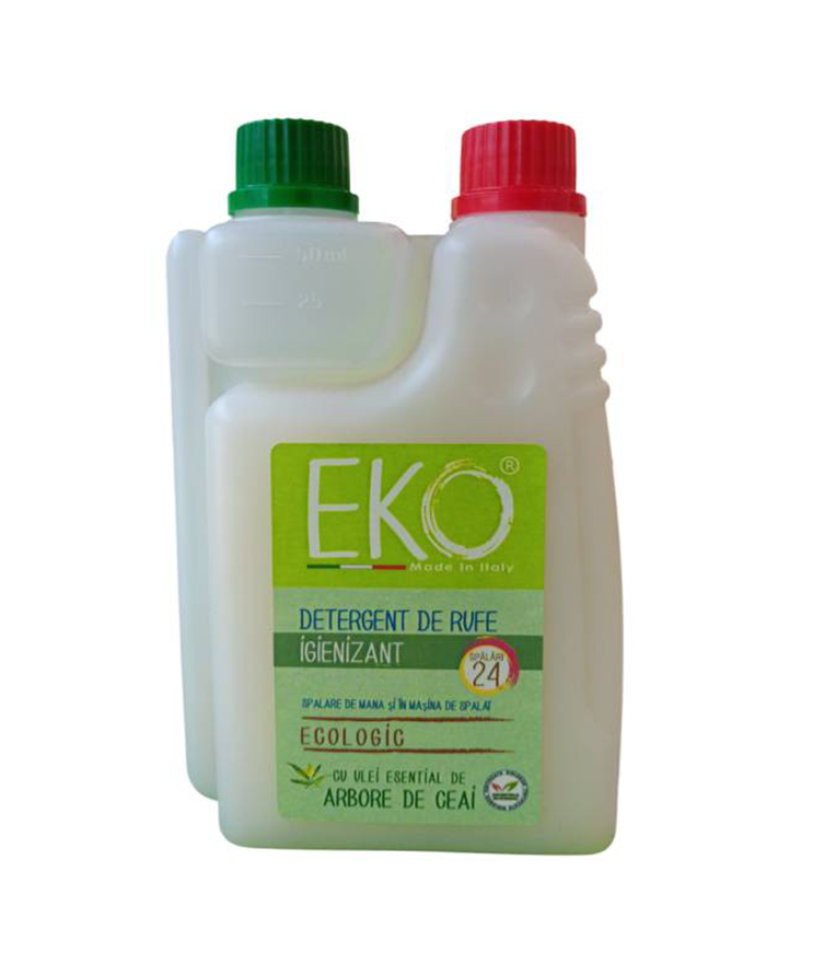 EKO detergent de rufe igienizant 600 ml cu ulei esențial arbore de ceai, 24 spălări