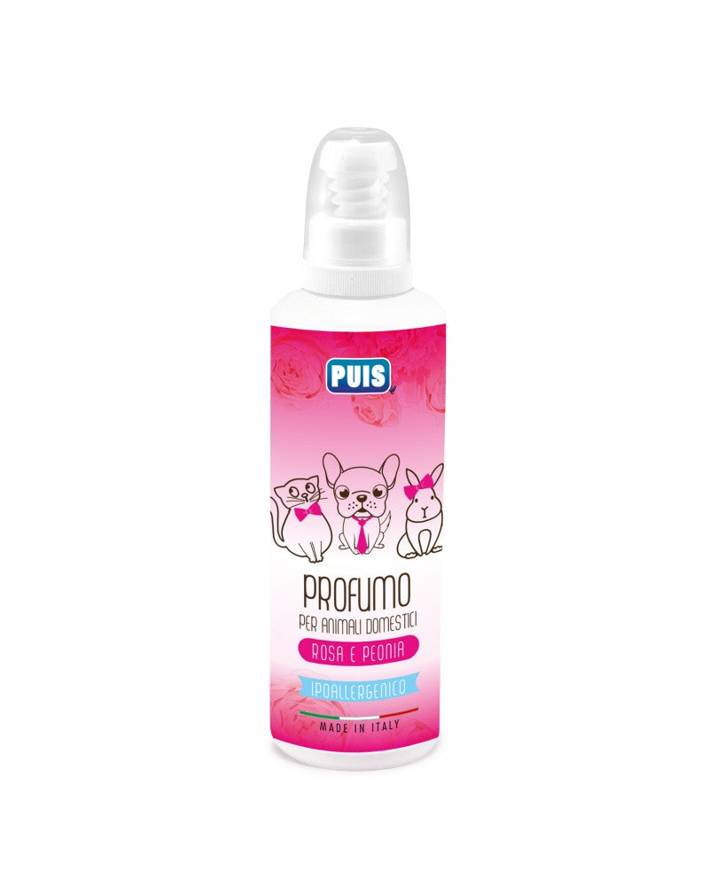 PARFUM PUIS TRANDAFIRI SI BUJORI  PENTRU CAINI SI ANIMALE DE COMPANIE, PISICI, IEPURI 120 ML