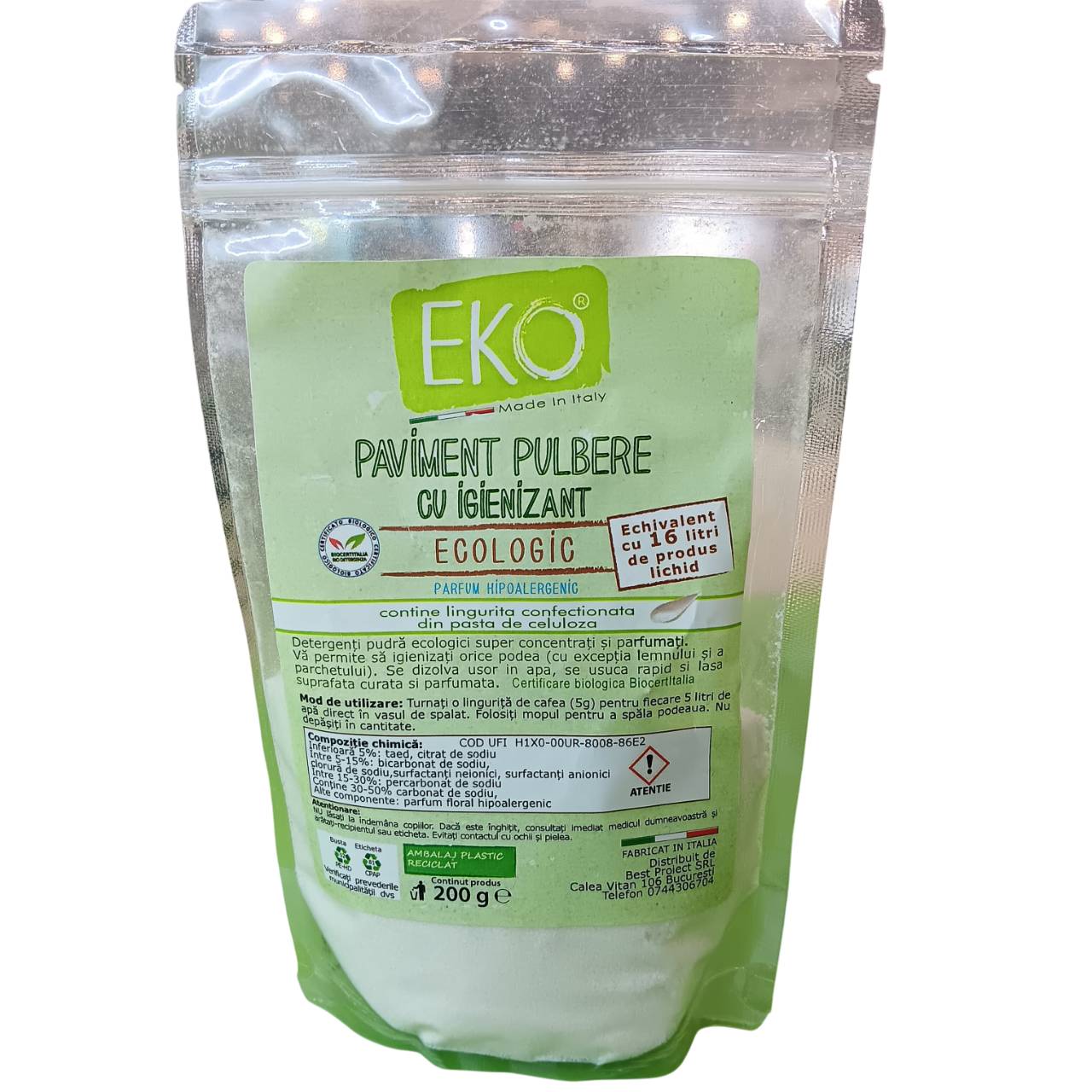 EKO Detergent cu Igienizant Paviment, Pulbere, 200g